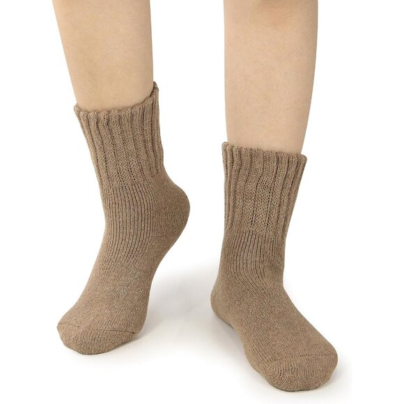 BenSorts Women 3 Packs Dark Brown Beige Winter Thick Warm Polyester Boots Socks - Picture 5 of 6